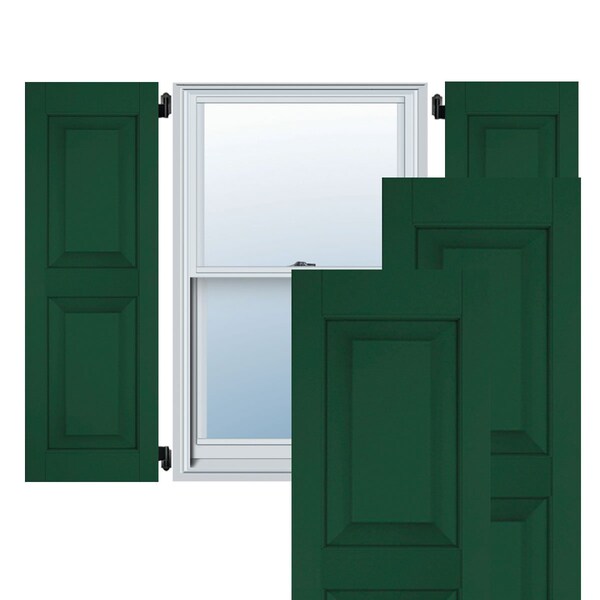 Ekena Millwork 18"W x 70"H Exterior Real Wood Pine Raised Panel Shutters, Chrome Green PR RWR18X070CGP - main